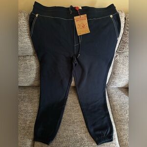 True Religion Navy Blue Jogger Pants with White Stitching